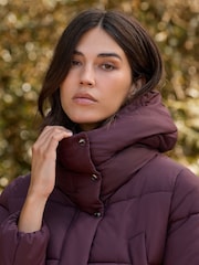 Burgundy Shower Resistant Padded Hooded Coat - Image 5 of 9