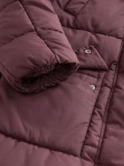 Burgundy Shower Resistant Padded Hooded Coat - Image 8 of 9