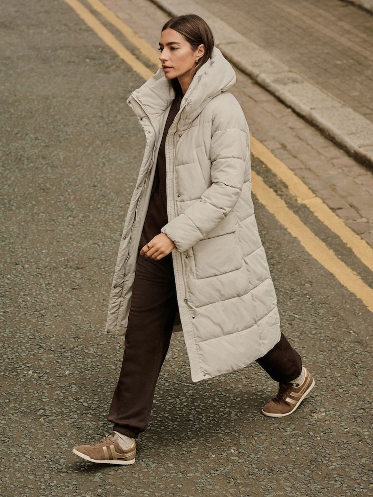 Winter White Shower Resistant Padded Hooded Coat - Image 1 of 8 Winter White Shower Resistant Padded Hooded Coat - Image 1 of 8