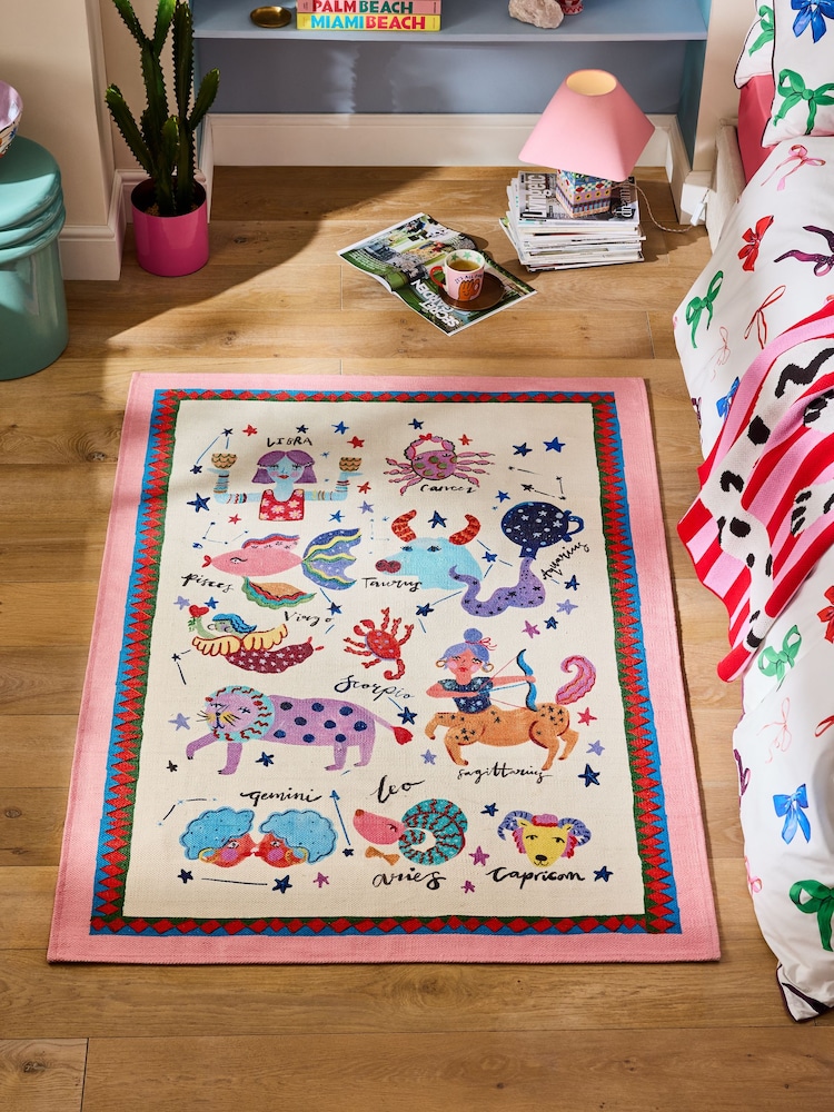 Eleanor Bowmer Multi Astrology Embroidered Flatweave Rug - Image 1 of 6