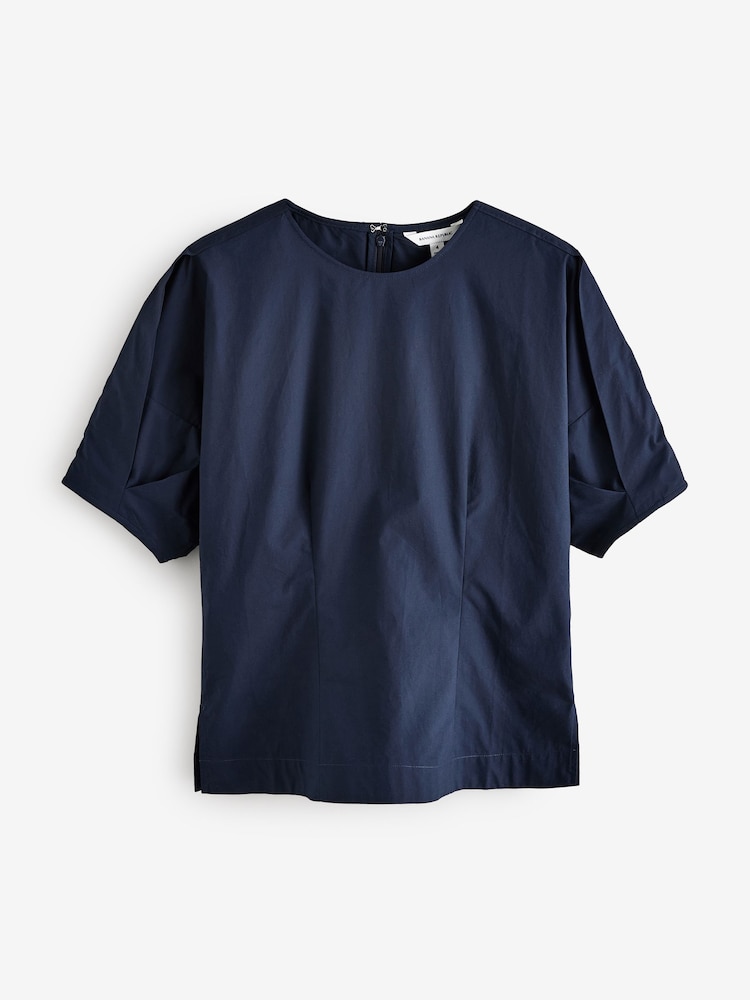 Banana Republic Blue Round Neck Blouse Top - Image 1 of 4