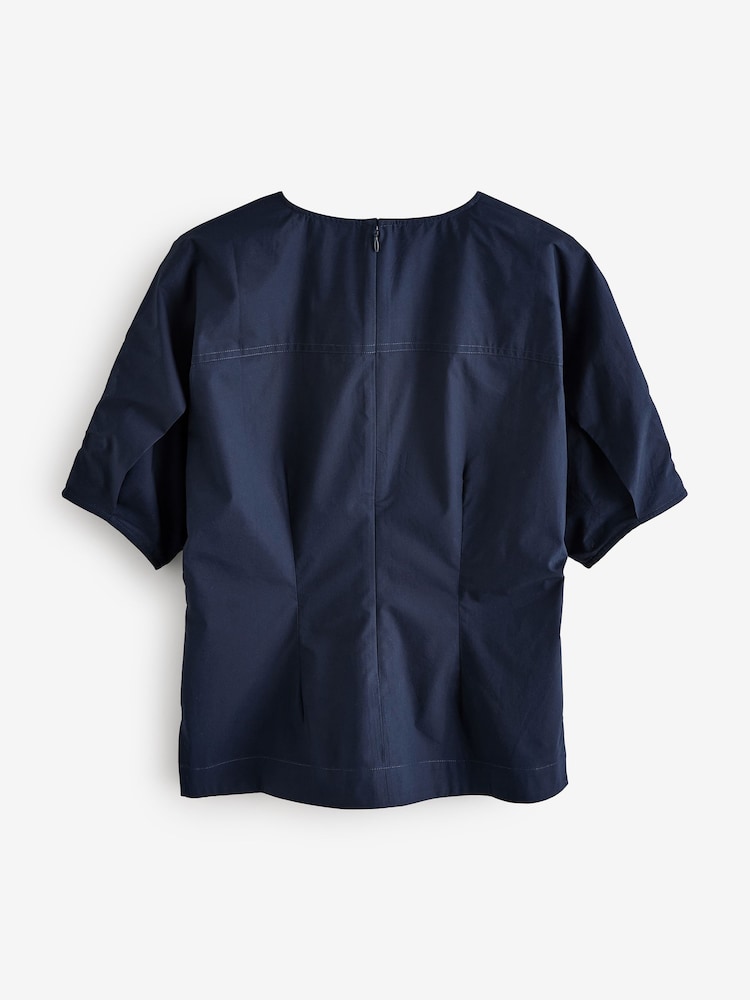Banana Republic Blue Round Neck Blouse Top - Image 2 of 4