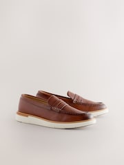 Tan Brown Wedge Loafers - Image 1 of 7
