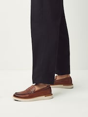 Tan Brown Wedge Loafers - Image 6 of 7