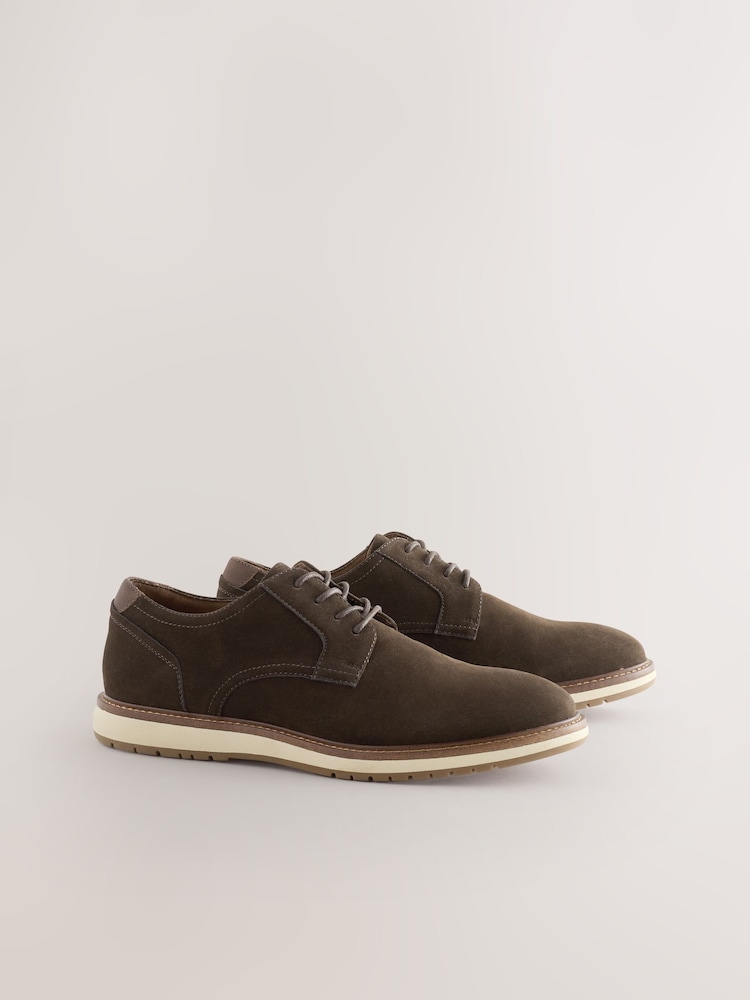 Brown Wedge Derby Shoes - Image 1 of 6