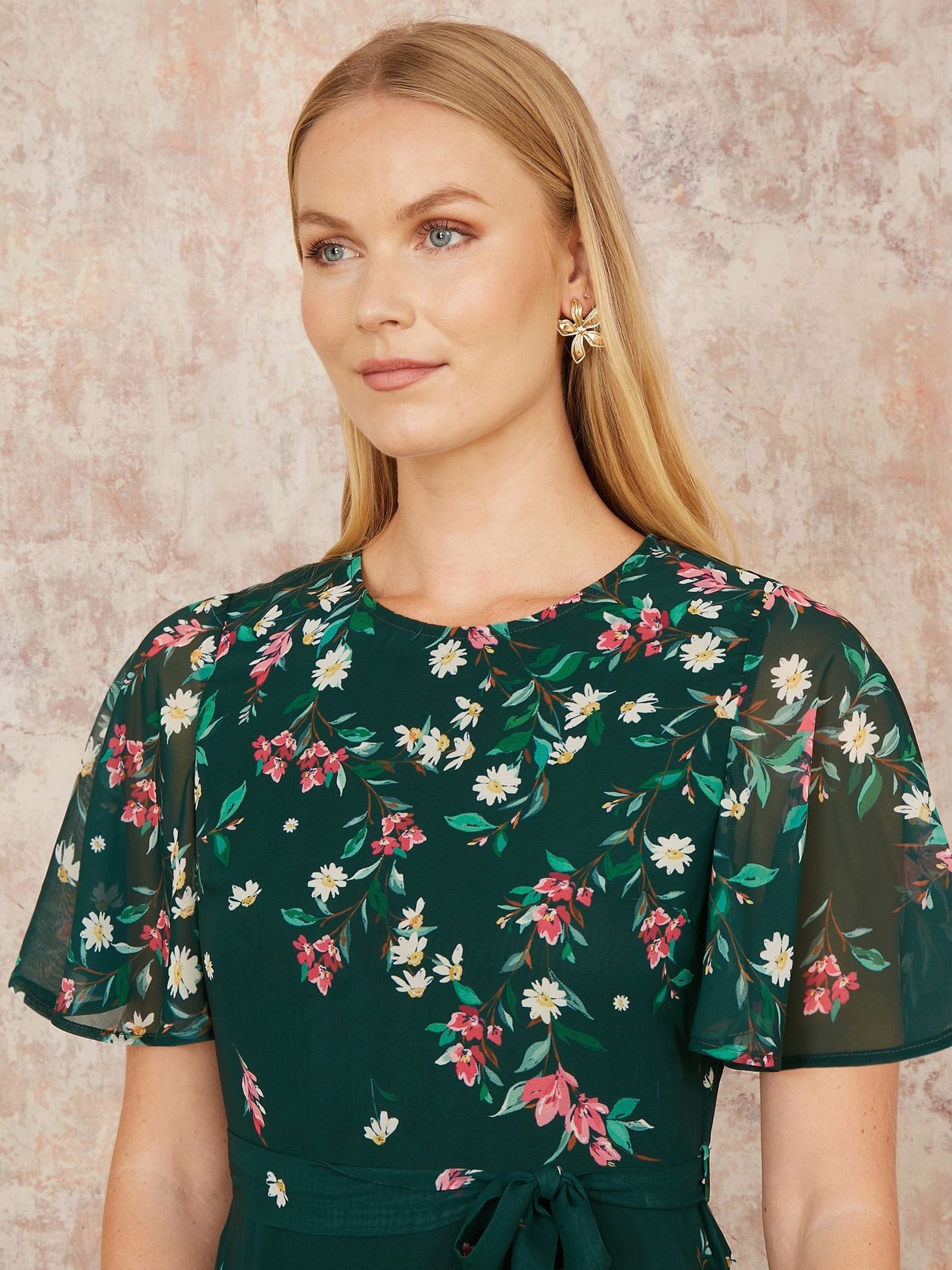 Buy Yumi Green Daisy Mirror Placement Skater Dress With Angel