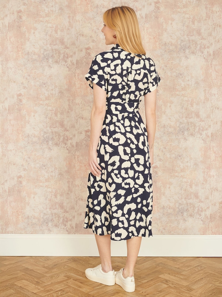 Buy Yumi Blue Abstract Animal Print Relaxed Midi Shirt Dress With Belt from  Next USA