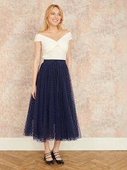 Yumi Blue Mesh Tulle Skirt - Image 1 of 5