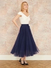 Yumi Blue Mesh Tulle Skirt - Image 3 of 5