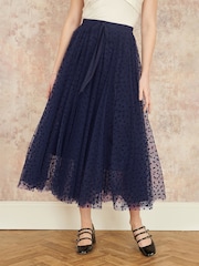 Yumi Blue Mesh Tulle Skirt - Image 4 of 5