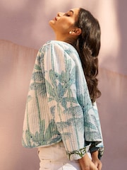 Yumi Green Animal Reversible Quilted 100% Cotton Jacket - Image 3 of 5