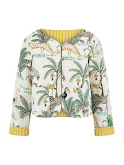 Yumi White Animal Reversible Quilted 100% Cotton Jacket - Image 5 of 5