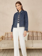 Yumi Blue Denim Jacket With Patch Pockets - Image 2 of 4