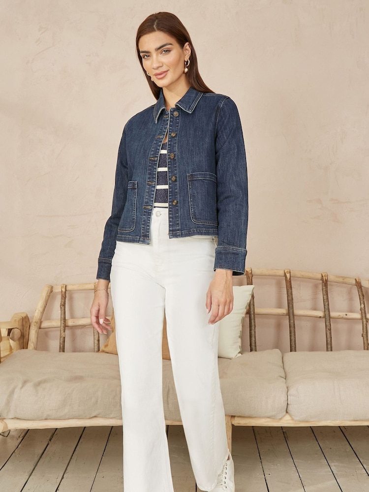 Yumi Blue Denim Jacket With Patch Pockets - Image 2 of 4