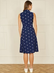Yumi Blue Daisy Print Sleeveless Shirt Dress - Image 3 of 5