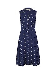 Yumi Blue Daisy Print Sleeveless Shirt Dress - Image 5 of 5
