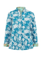 Yumi Blue Floral Reversible Quilted 100% Cotton Jacket - Image 5 of 5