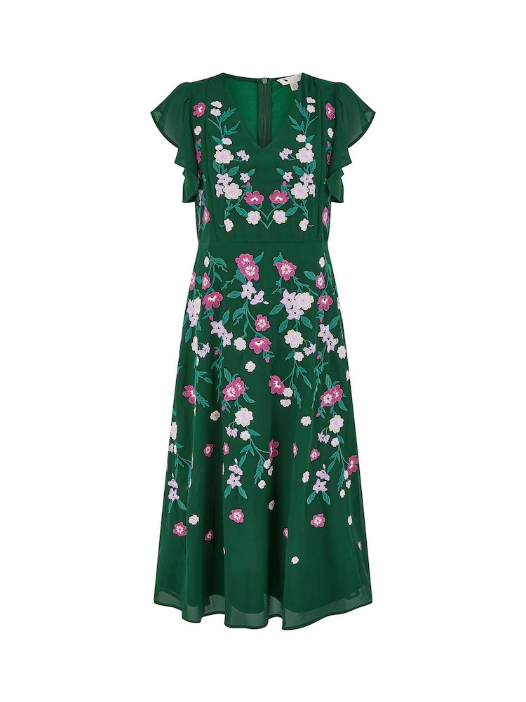 Yumi All Over Floral Print Embroidery Midi Skater Dress - Image 5 of 5 Yumi All Over Floral Print Embroidery Midi Skater Dress - Image 5 of 5