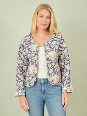 Yumi White cream Animal Reversible Quilted 100% Cotton Jacket - Image 4 of 5