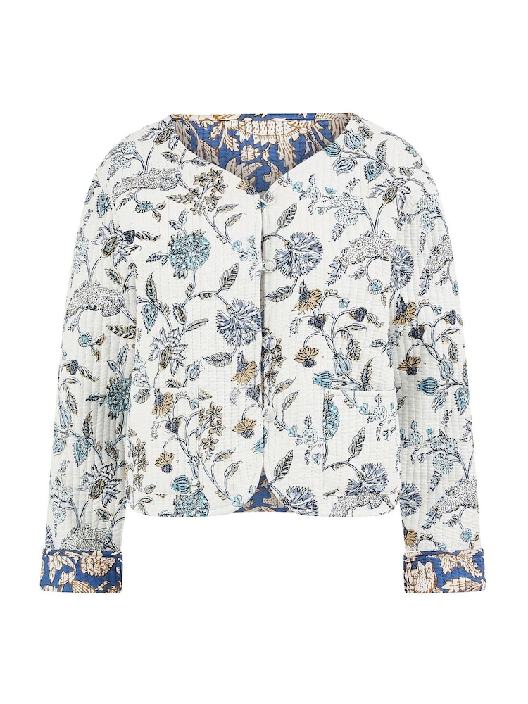 Yumi White cream Animal Reversible Quilted 100% Cotton Jacket - Image 5 of 5