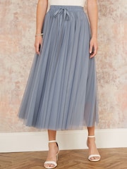 Yumi Light Blue Mesh Tulle Skirt - Image 3 of 4