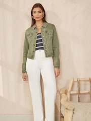 Yumi Green Stretch Cotton Denim Jacket - Image 1 of 4
