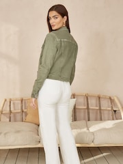 Yumi Green Stretch Cotton Denim Jacket - Image 2 of 4
