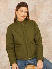 Yumi Green Short Quilted Jacket - Image 1 of 5