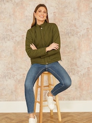 Yumi Green Short Quilted Jacket - Image 2 of 5