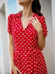 Yumi Red Retro Shirt Polka Dot Dress - Image 2 of 5