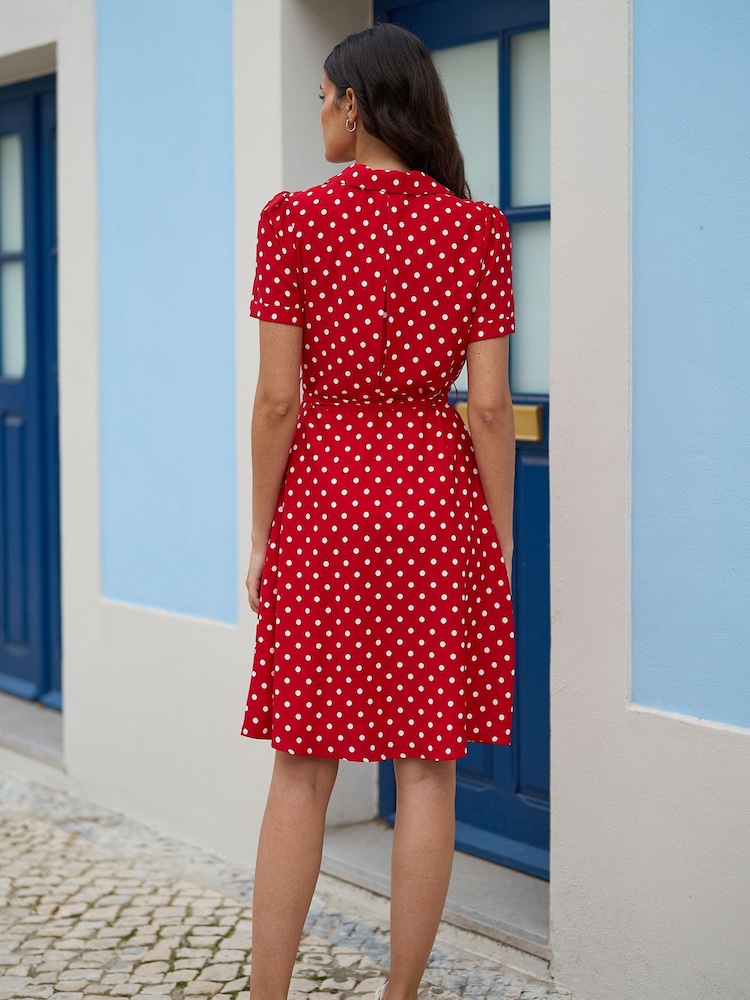 open lace back dress Mia Belle Girls Red Polka Dot Hi-Lo Dress