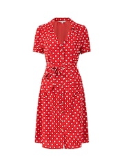 Yumi Red Retro Shirt Polka Dot Dress - Image 5 of 5