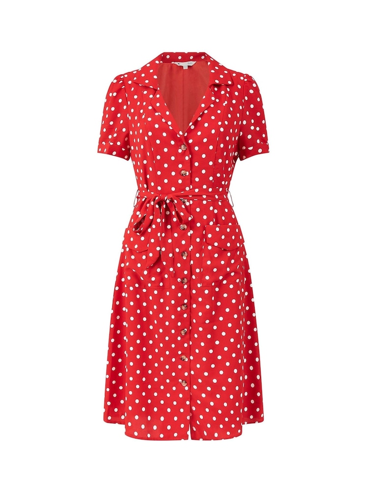 Yumi Red Retro Shirt Polka Dot Dress - Image 5 of 5