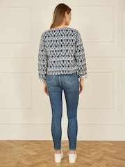 Yumi Blue Ikat Reversible Quilted 100% Cotton Jacket - Image 3 of 5