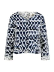 Yumi Blue Ikat Reversible Quilted 100% Cotton Jacket - Image 5 of 5