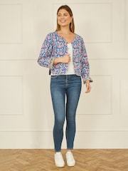 Yumi Blue Dark Animal Reversible Quilted 100% Cotton Jacket - Image 2 of 5