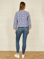 Yumi Blue Dark Animal Reversible Quilted 100% Cotton Jacket - Image 3 of 5