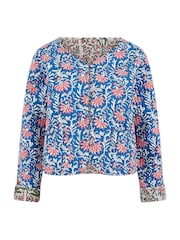 Yumi Blue Dark Animal Reversible Quilted 100% Cotton Jacket - Image 5 of 5
