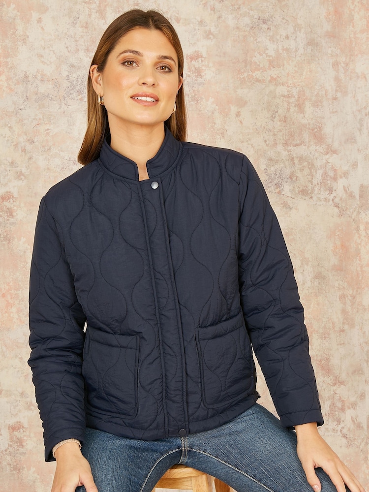 Yumi Blue Short Quilted Jacket - Image 1 of 5
