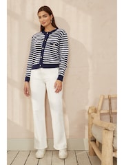 Yumi Blue Relaxed Fit Stripe Knit Cardigan - Image 2 of 4