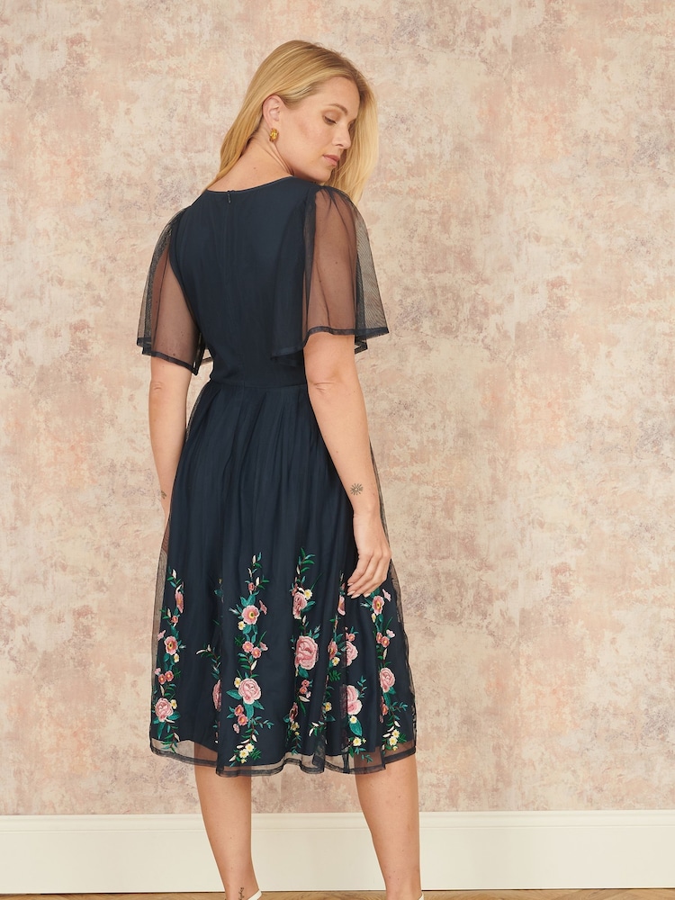 Buy Yumi Blue Embroidered Mesh Sleeve Prom Skater Dress from Next Argentina Buy Yumi Blue Embroidered Mesh Sleeve Prom Skater Dress from Next Argentina