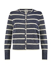 Yumi Blue Striped Sparkle Knitted Cardigan - Image 4 of 4