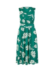 Yumi Green Floral Print Stretch Mesh Dress With Pockets - Image 4 of 4