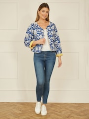 Yumi Blue Animal Reversible Quilted 100% Cotton Jacket - Image 2 of 5
