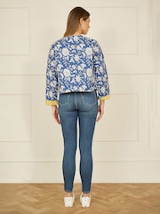 Yumi Blue Animal Reversible Quilted 100% Cotton Jacket - Image 3 of 5