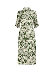 Yumi Green Ikat Geo Print Midi Shirt Dress - Image 5 of 5