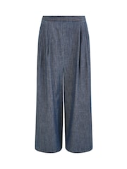 Yumi Blue Chambray Denim 100% Cotton Culottes - Image 2 of 4