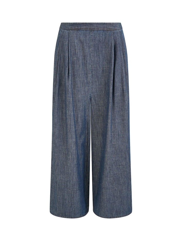 Yumi Blue Chambray Denim 100% Cotton Culottes - Image 2 of 4