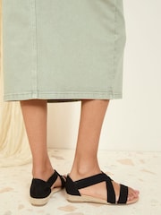 Friends Like These Black Standard Fit Cross Strap Comfort Low Wedge Sandals - Image 4 of 5