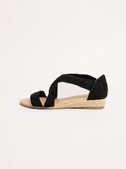 Friends Like These Black Standard Fit Cross Strap Comfort Low Wedge Sandals - Image 5 of 5